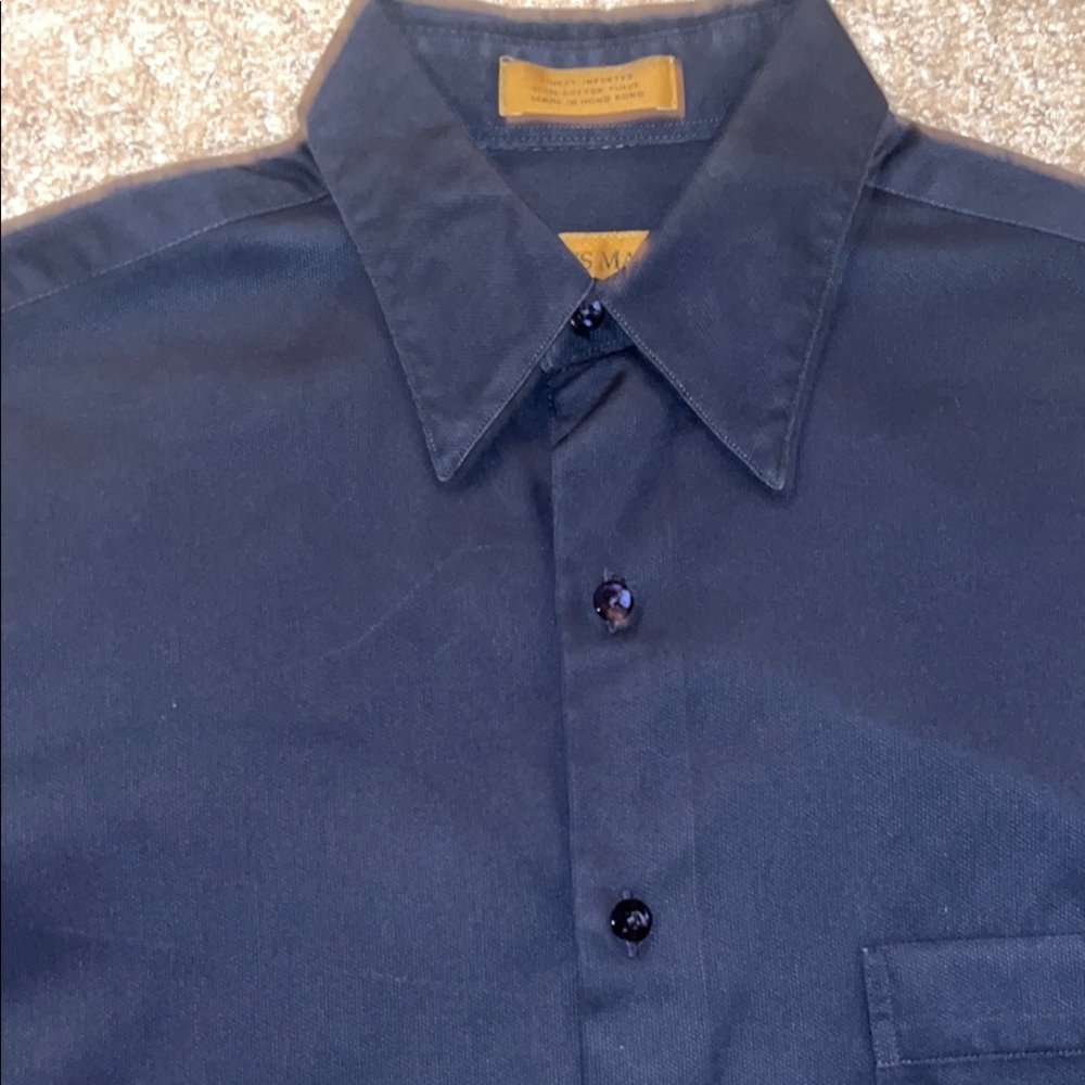 Rich Navy Pointed Collar Dress Shirt